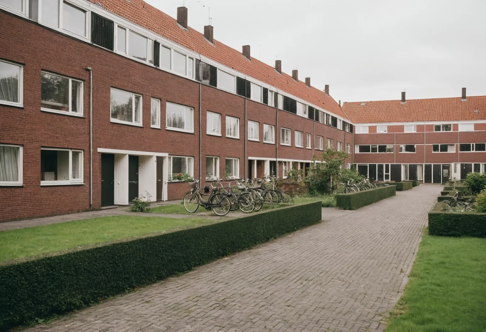 Rij woningen van een woningcorporatie
